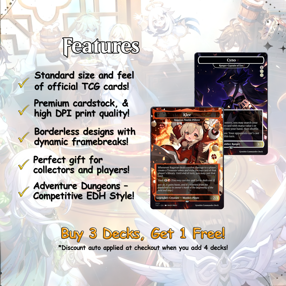 Genshin Impact Inspired MTG Commander Proxy Deck – Kenrith EDH – The Evolution – 100+ Custom Competitive Magic: The Gathering Proxy Cards