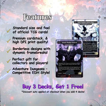 Solo Leveling Commander Deck | Jinwoo Inspired MTG Proxy Deck | Anime Card Collection