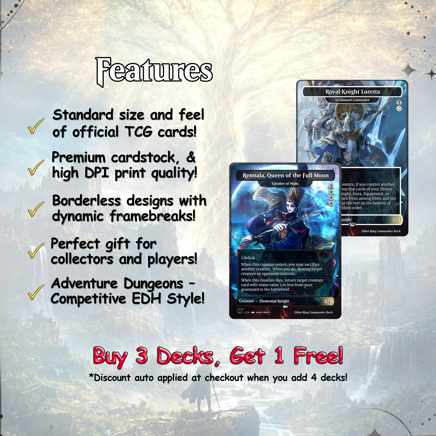 Elden Ring Commander Deck | Sidar Jabari MTG Proxy EDH Deck | 100+ Custom MTG Cards