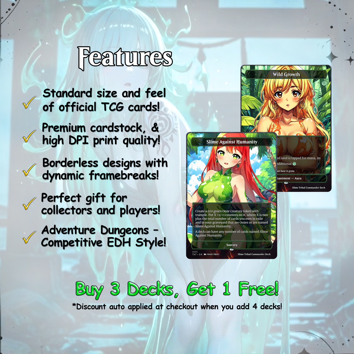Ooze Tribal / Slime Storm Anime Style Waifu Proxy Commander Deck Special Edition Custom MTG EDH Deck English High Quality Cards