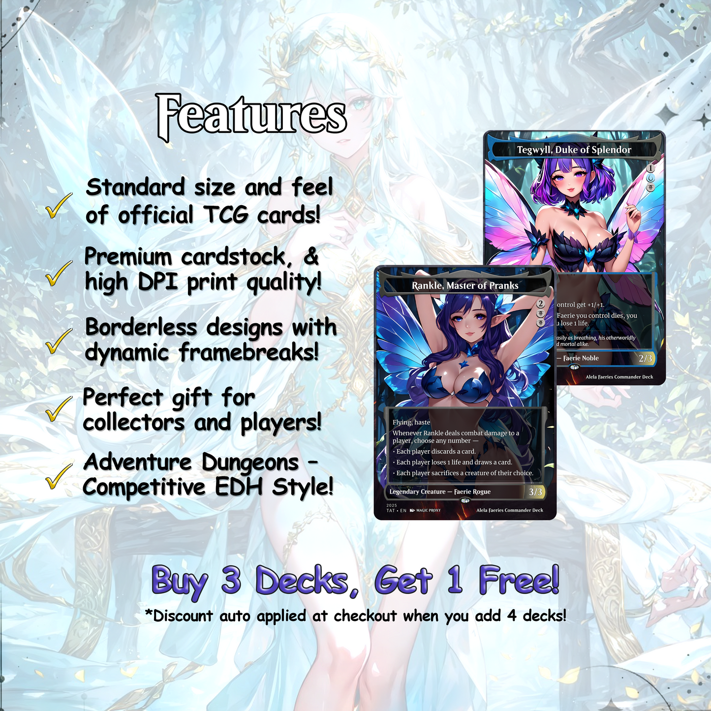 Alela Faeries Anime Style Waifu Proxy Commander Deck Special Edition Custom MTG EDH Deck English High Quality Cards