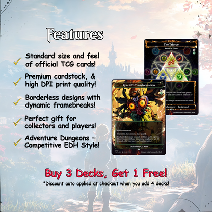Ultimate Zelda MTG Commander Link & Triforce EDH Proxy Deck