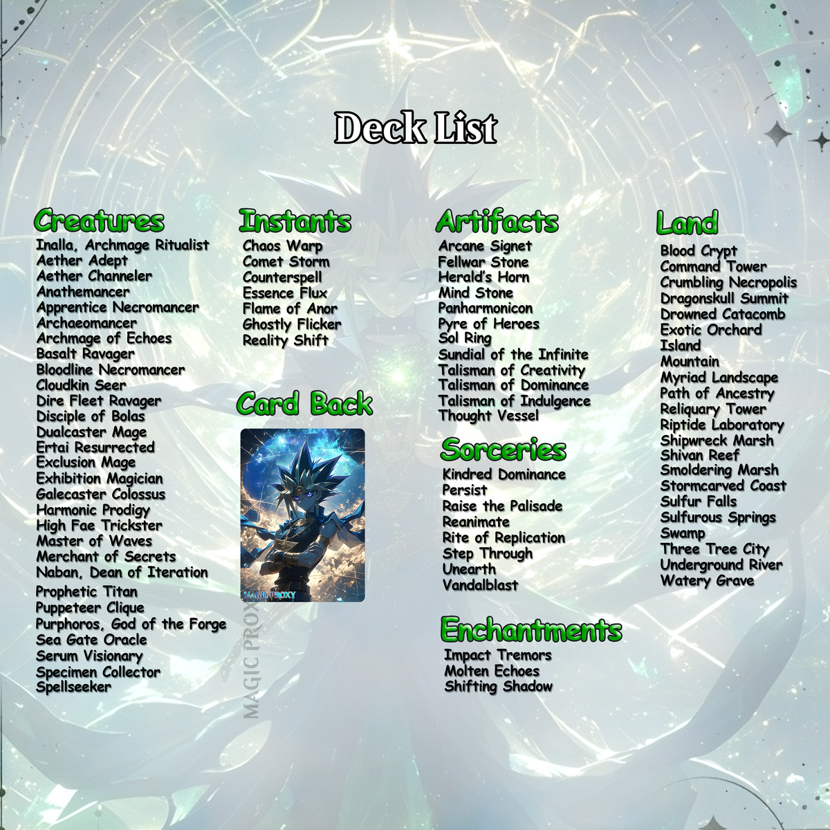 Yu-Gi-Oh MTG EDH Commander Proxy Deck - Dark Magic! - Wizards - 100 Cards, 8 Tokens - Magic - Gathering - Yugioh - Proxies - Orica