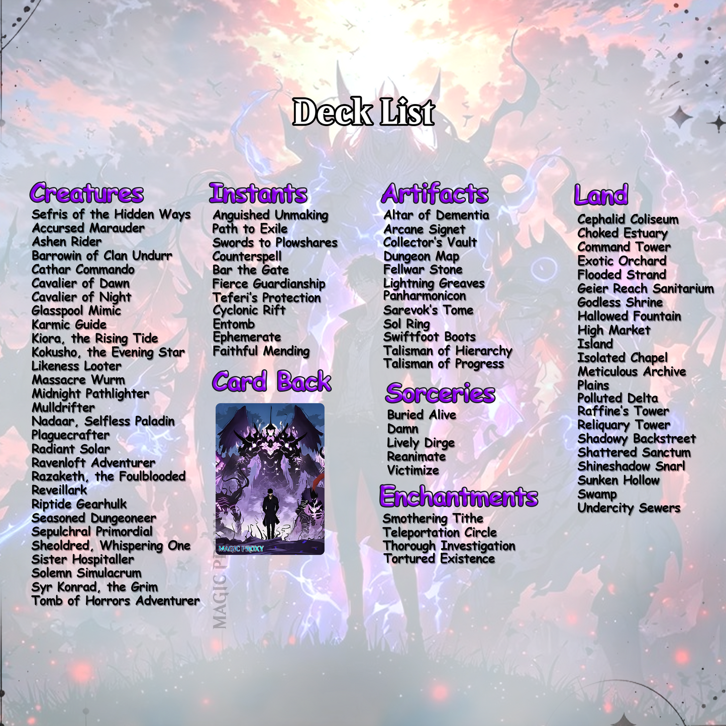 Solo Leveling Commander Deck | Jinwoo Inspired MTG Proxy Deck | Anime Card Collection
