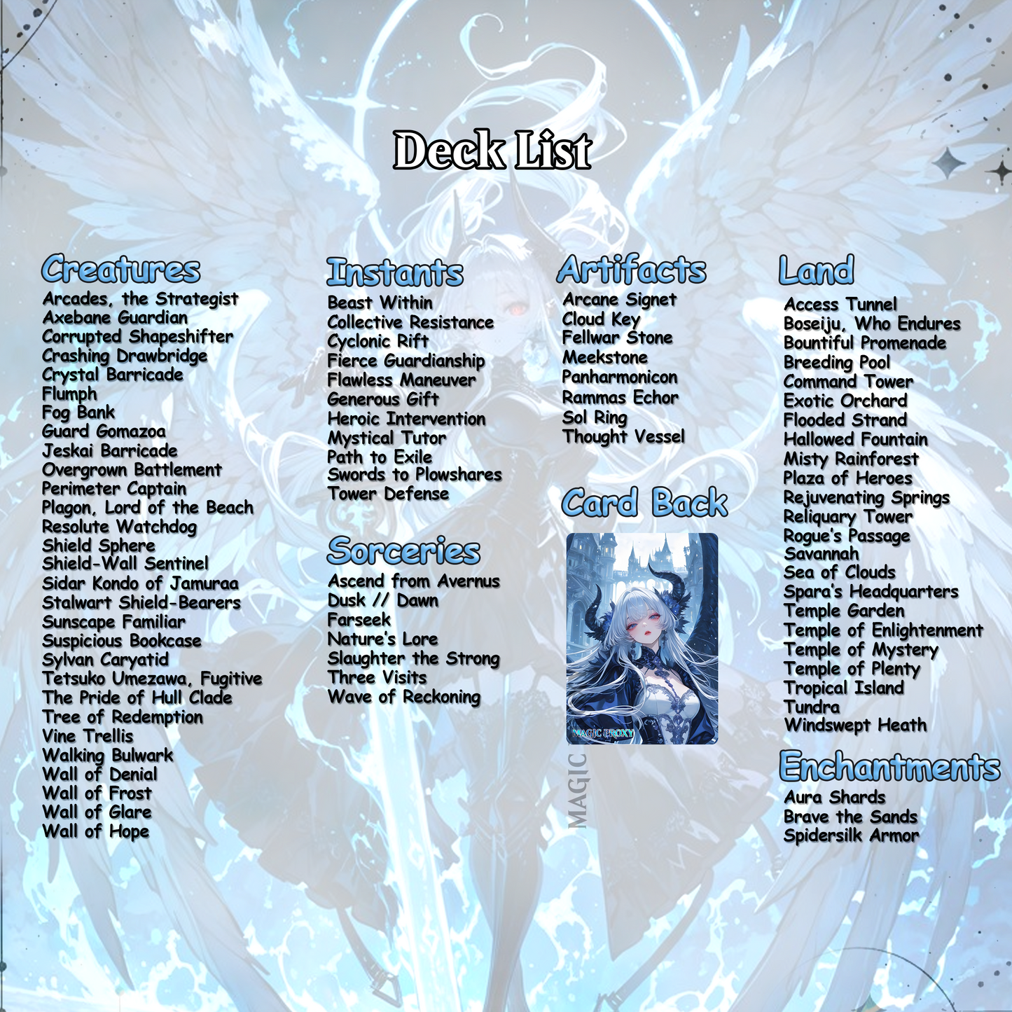 Arcades Walls/Butts Themed Defender Tribal Anime Style Waifu Proxy Commander Deck Custom Proxy MTG EDH Defender English High Quality Cards