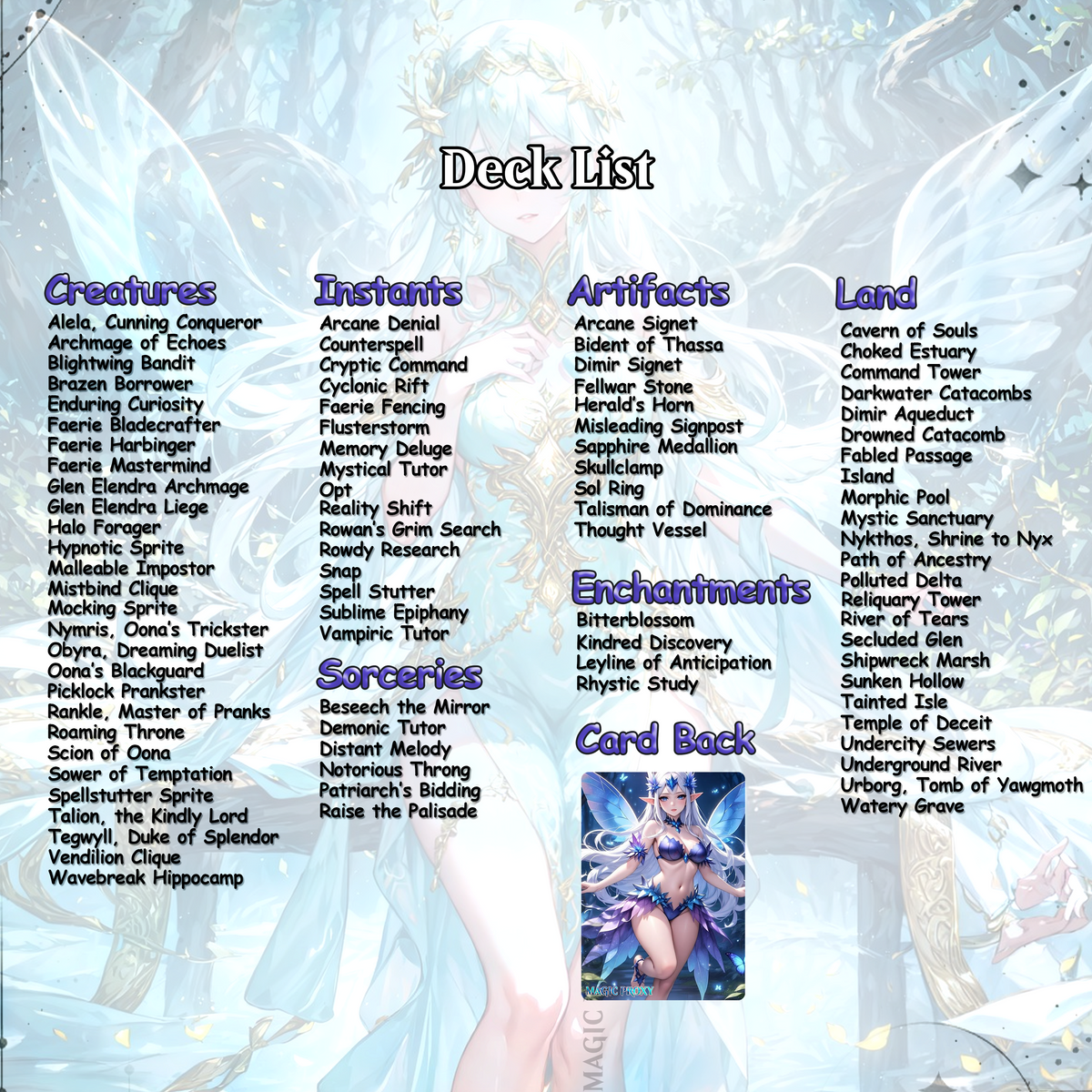 Alela Faeries Anime Style Waifu Proxy Commander Deck Special Edition Custom MTG EDH Deck English High Quality Cards