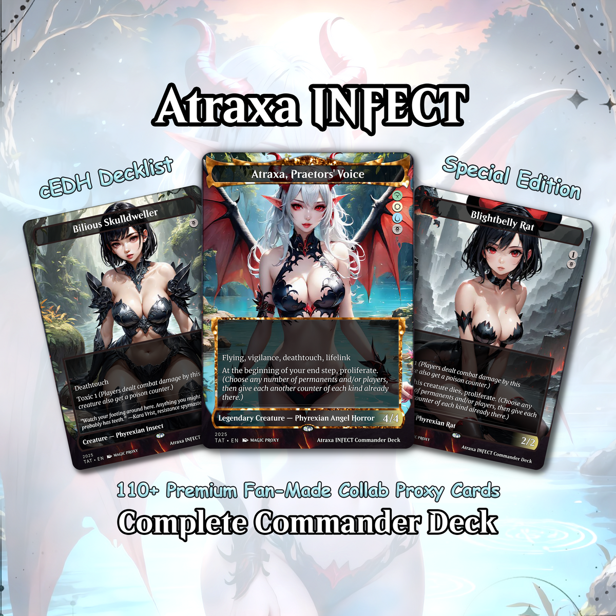 Atraxa INFECT Anime Style Waifu Ready to Play Proxy Commander Deck Custom Proxy MTG EDH Phyrexian Tribal English High Quality Cards