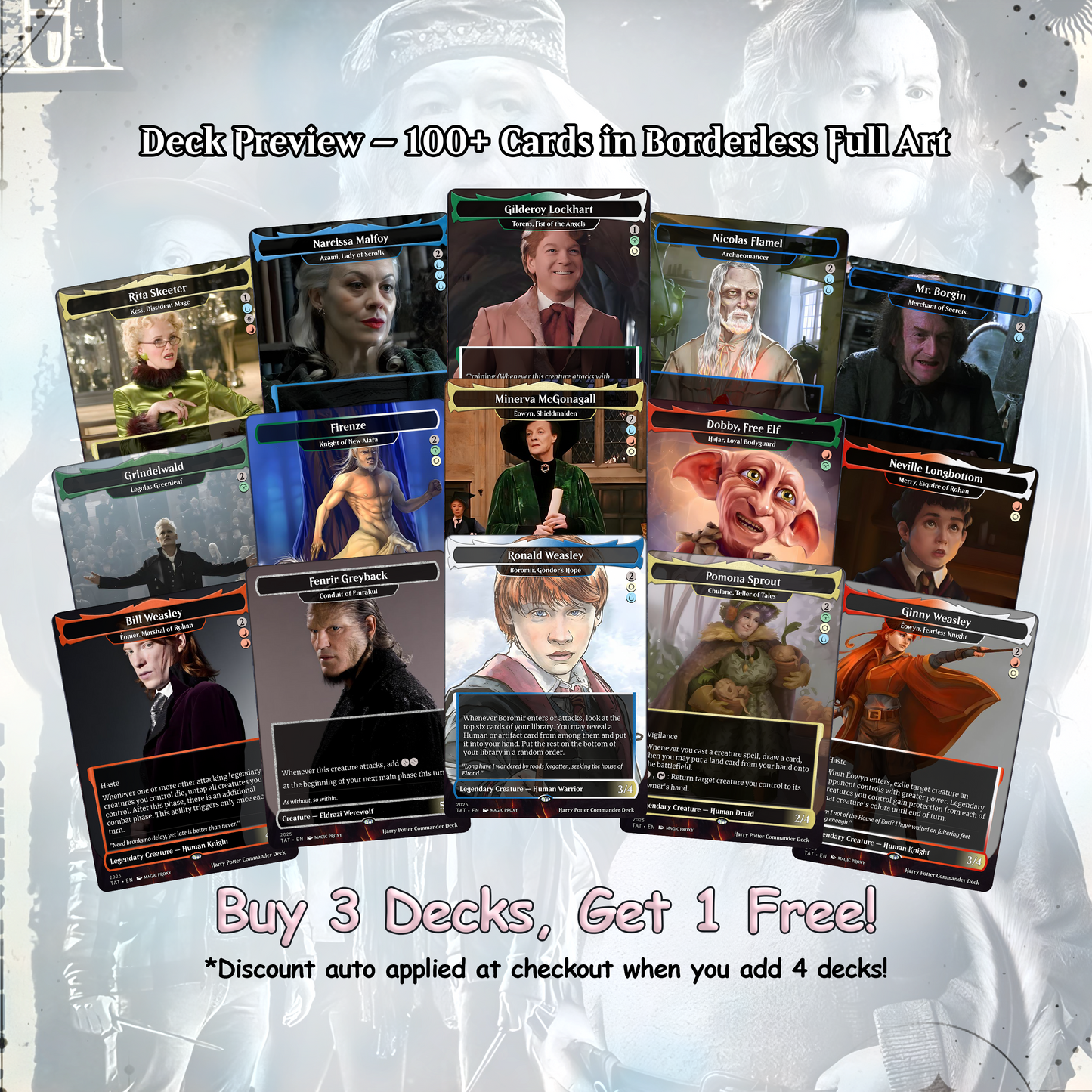 Harry Potter Dumbledore's Army MTG Commander Deck - Complete Custom EDH Deck Magic Proxy Cards Proxies Complete Premium Print Quality