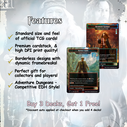 Harry Potter Dumbledore's Army MTG Commander Deck - Complete Custom EDH Deck Magic Proxy Cards Proxies Complete Premium Print Quality