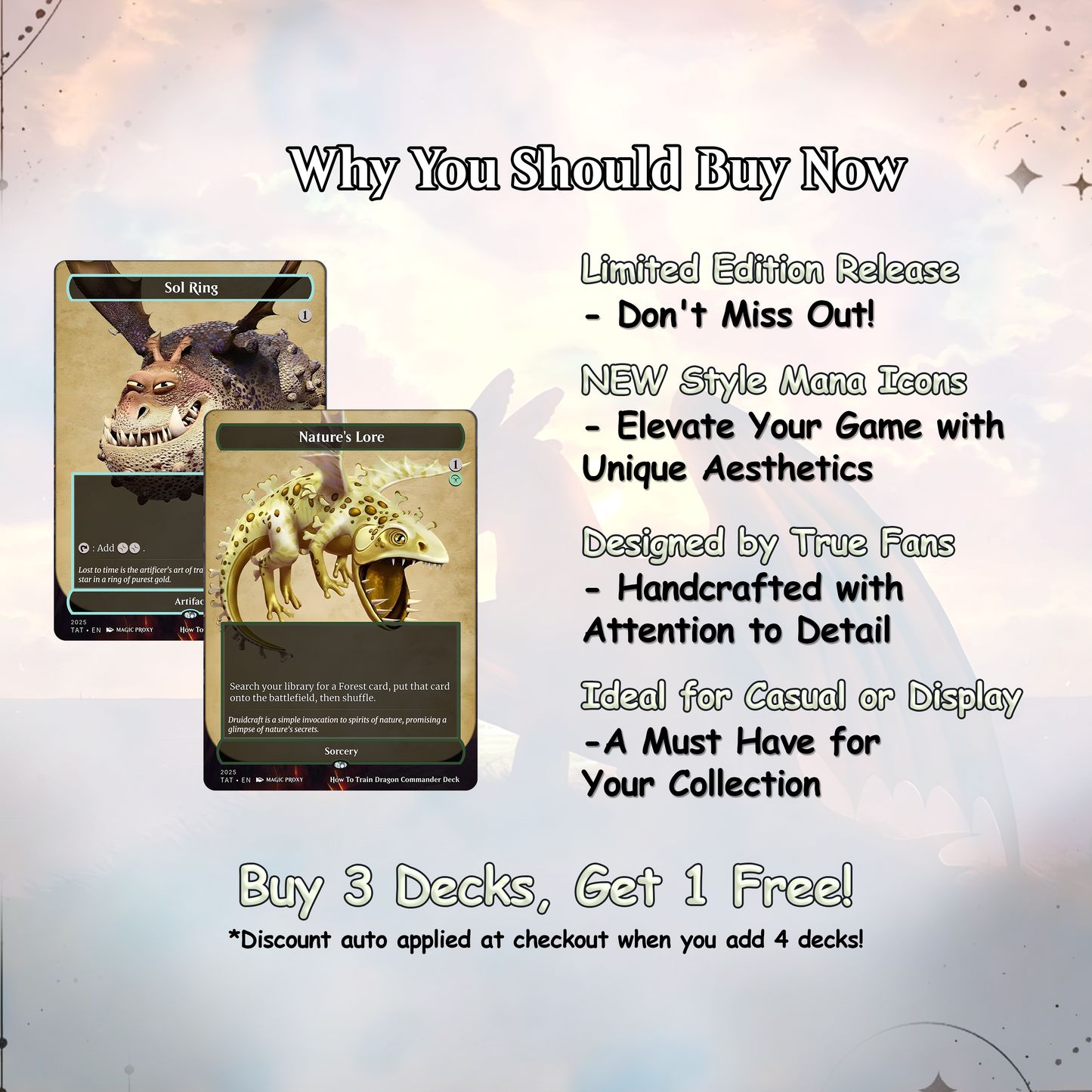 How to Train Your Dragon Commander Deck • Fly High with Toothless as Your Commander! • Custom MTG Card • Premium Proxy Card • Gift for Him