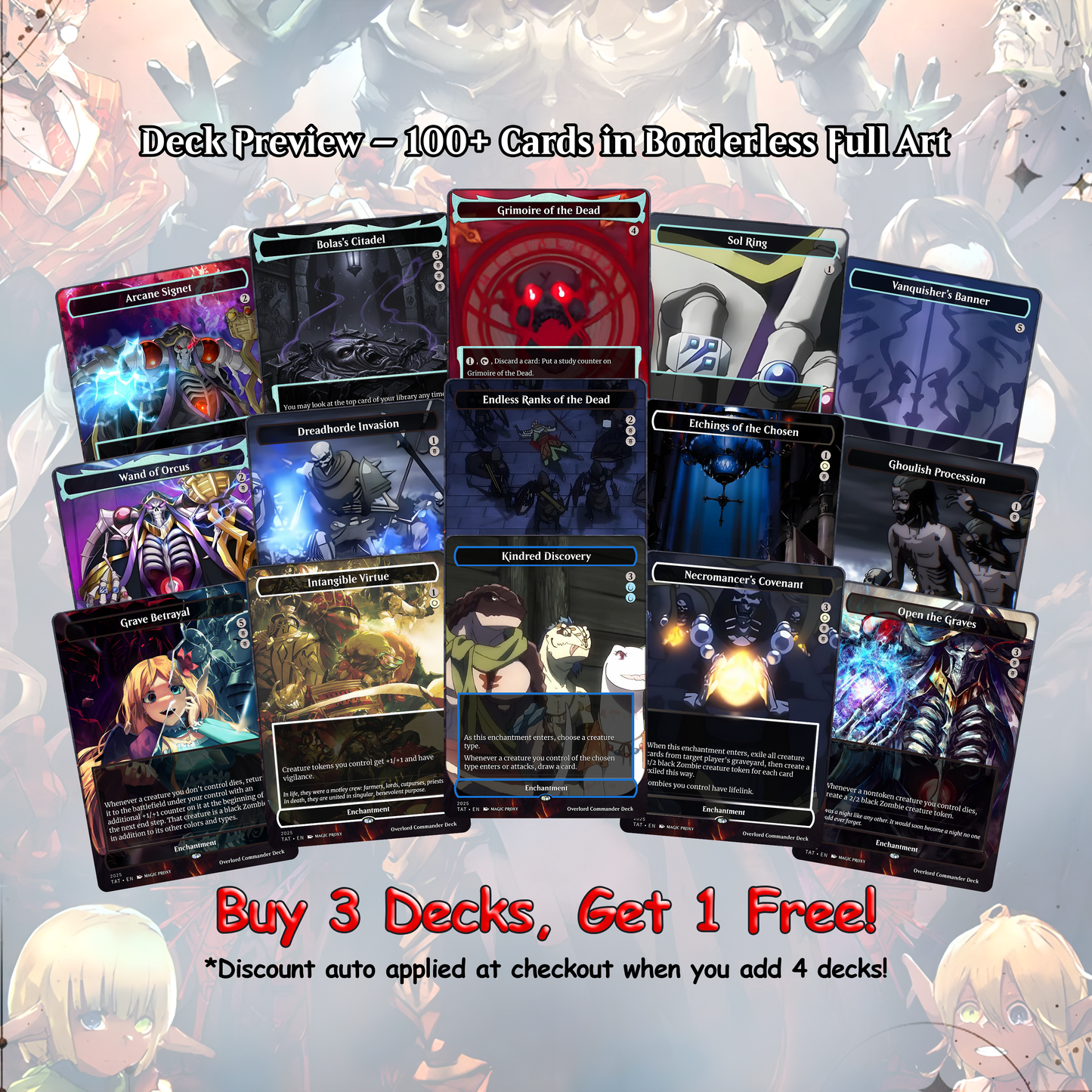 Overlord Zombie Commander Deck Proxy | Anime Inspired EDH Deck | Zombie Tribal Reanimator | 100 Cards