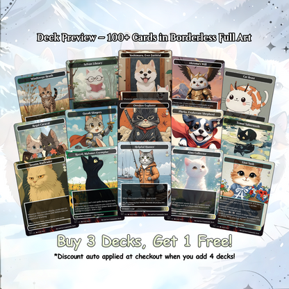Rin and Sri Cat Dog Proxy Commander EDH Deck, 100 Cards + 8 Free Tokens | Cute Custom Full Art | MuraProxyArt