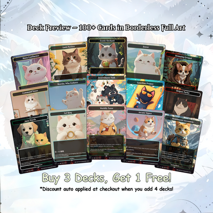 Rin and Sri Cat Dog Proxy Commander EDH Deck, 100 Cards + 8 Free Tokens | Cute Custom Full Art | MuraProxyArt