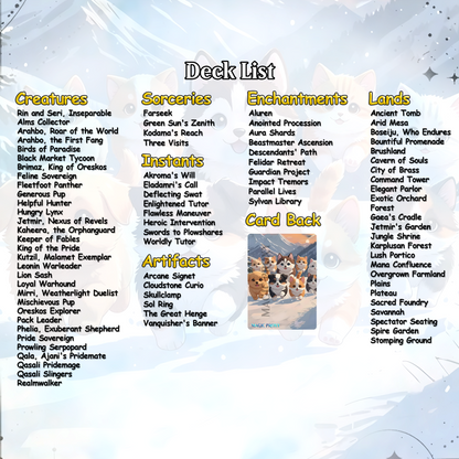 Rin and Sri Cat Dog Proxy Commander EDH Deck, 100 Cards + 8 Free Tokens | Cute Custom Full Art | MuraProxyArt