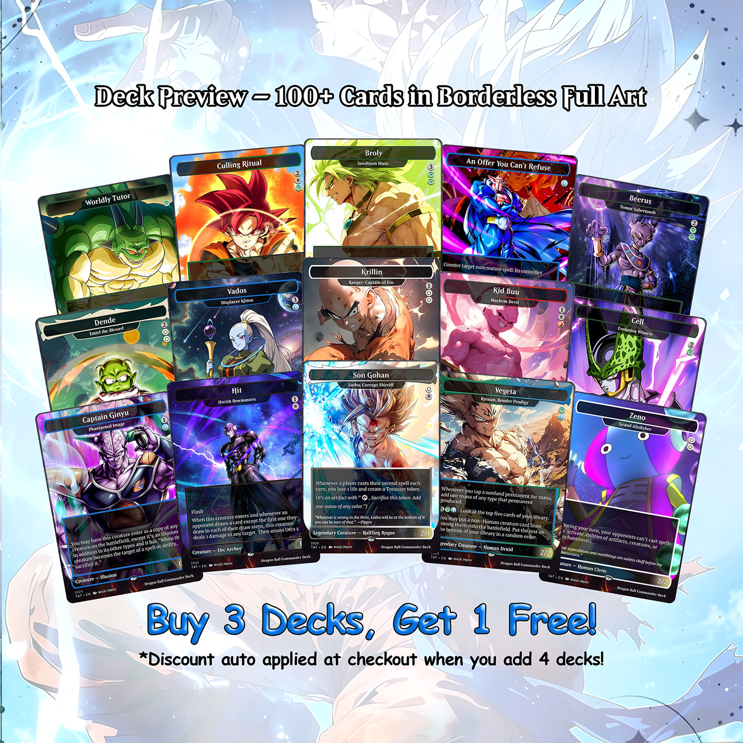 Dragon Ball Commander Deck • Dragon Ball Proxy Deck • M.t.g Commander Deck • Custom M.T.G card • Magic Proxies • Son Goku • M.t.g Deck Box