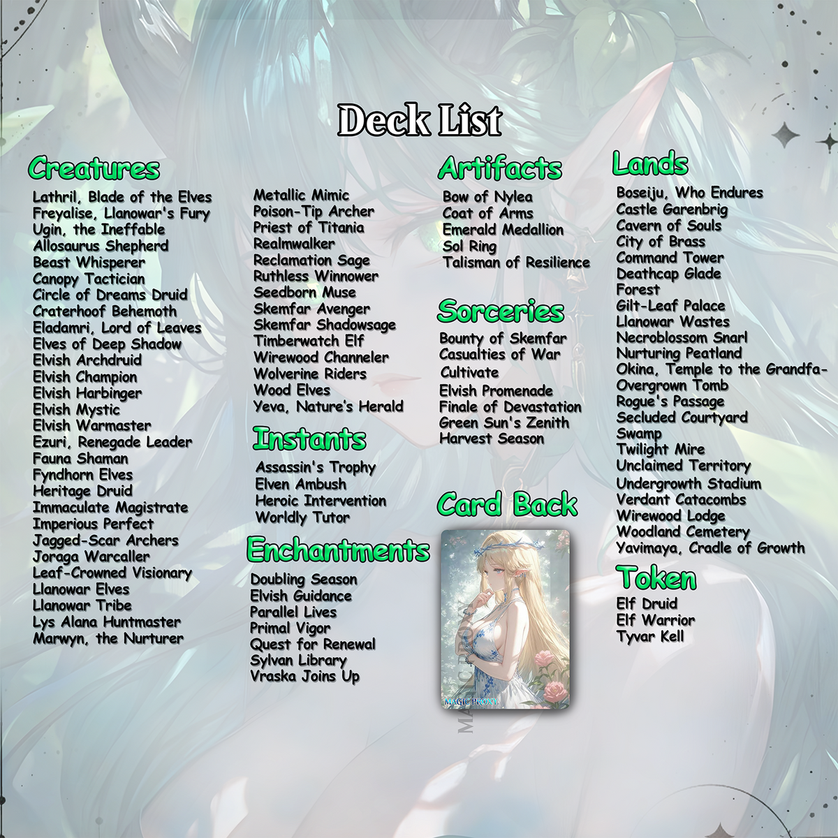 Lathril Elf Tribal Commander Deck | MTG Proxy EDH Deck | 100 Custom MTG Cards & Tokens