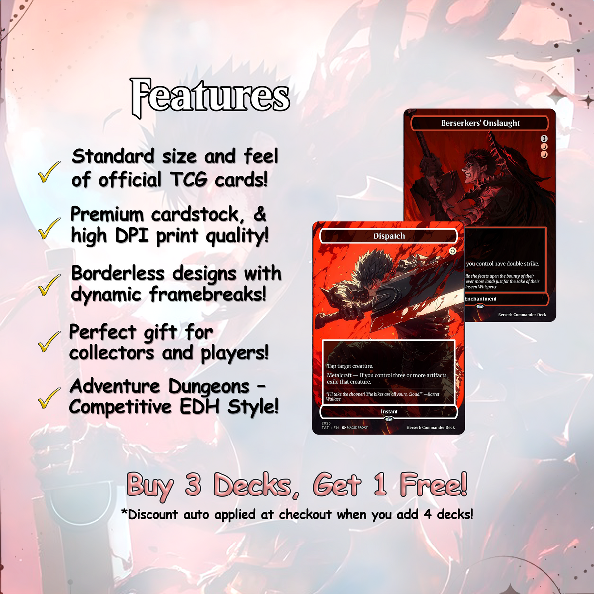 Berserk Fan Deck – Isshin Commander Deck - Anime Proxy – EDH 100+ Cards – Custom Fan Deck