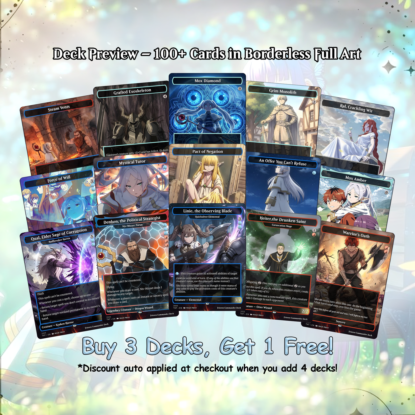 Frieren Spellslinger Theme / Vivi Commander Deck / Premium Paper Proxy Deck / 110 cards + tokens / Control Theme Bracket 4 EDH Magic Deck