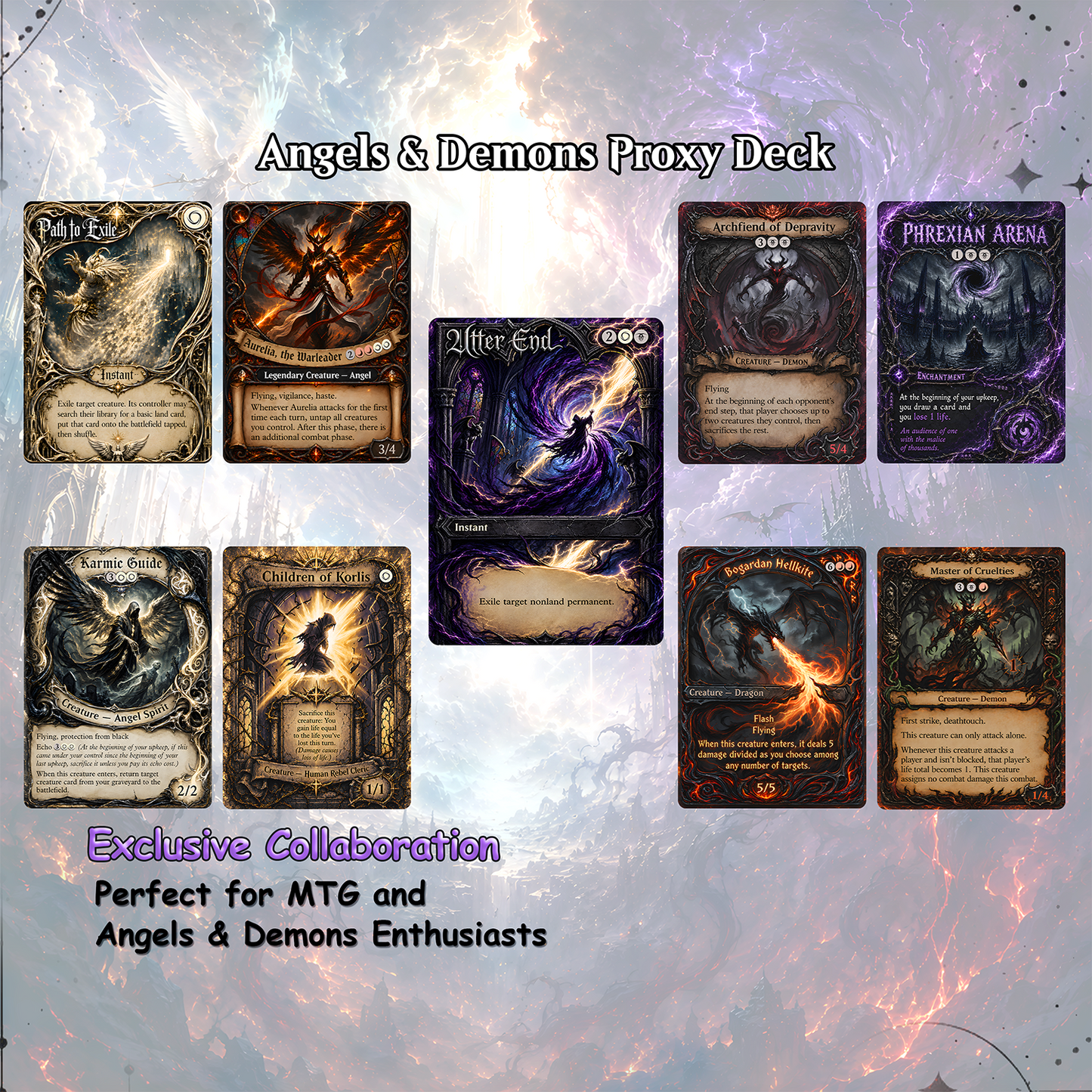 Angels Demons and Dragons Theme / Kaalia of the Vast Commander Deck / Premium Paper Proxy Deck / 100 cards + tokens / Angel Demon Dragon Theme Bracket 4 EDH Magic Deck