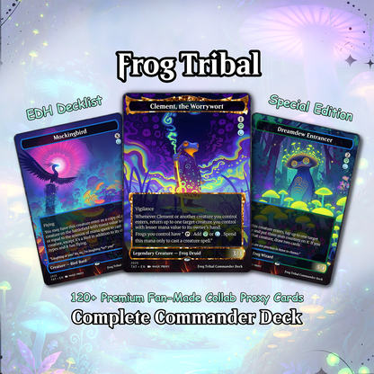 Frog Tribal Theme / Clement Commander Deck / Premium Paper Proxy Deck / 100 Cards + Tokens / Frog Tribal Bracket 4 EDH Magic Deck