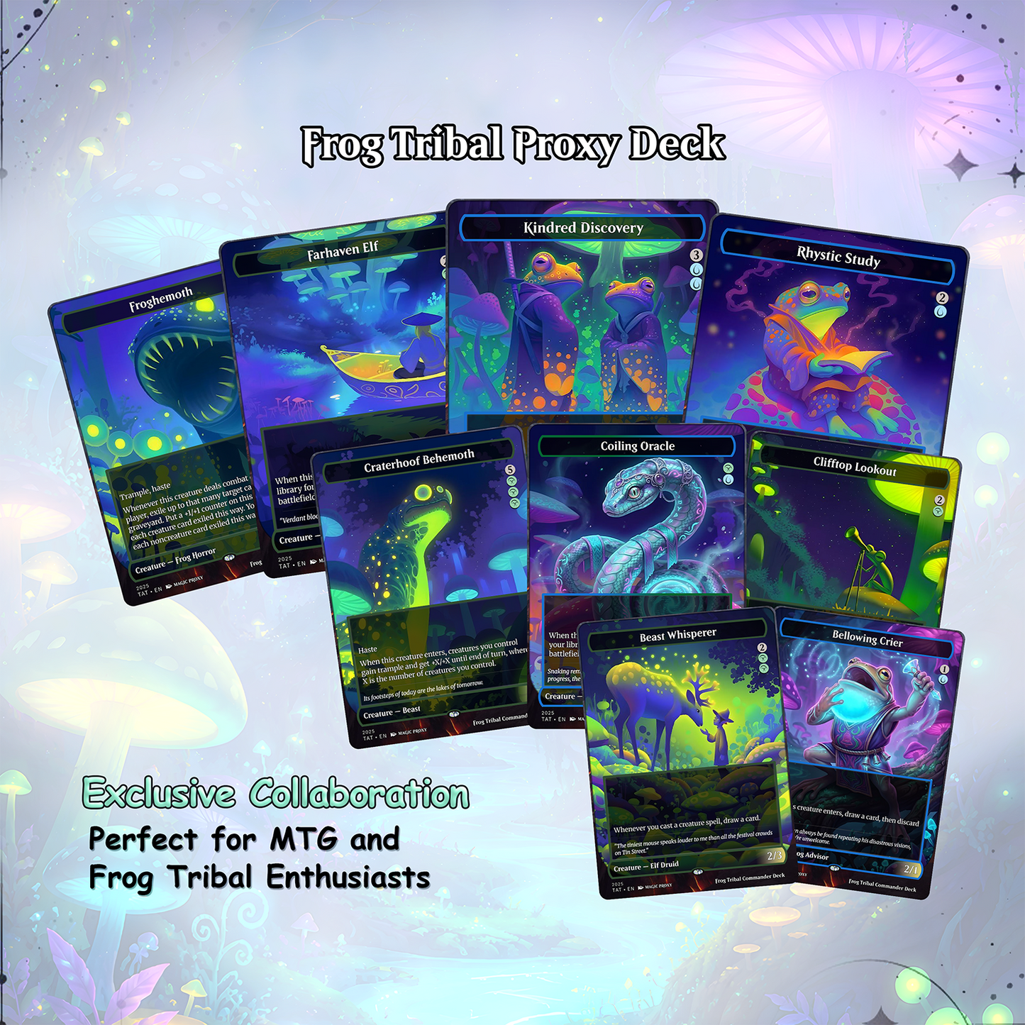Frog Tribal Theme / Clement Commander Deck / Premium Paper Proxy Deck / 100 Cards + Tokens / Frog Tribal Bracket 4 EDH Magic Deck