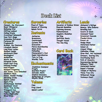 Frog Tribal Theme / Clement Commander Deck / Premium Paper Proxy Deck / 100 Cards + Tokens / Frog Tribal Bracket 4 EDH Magic Deck