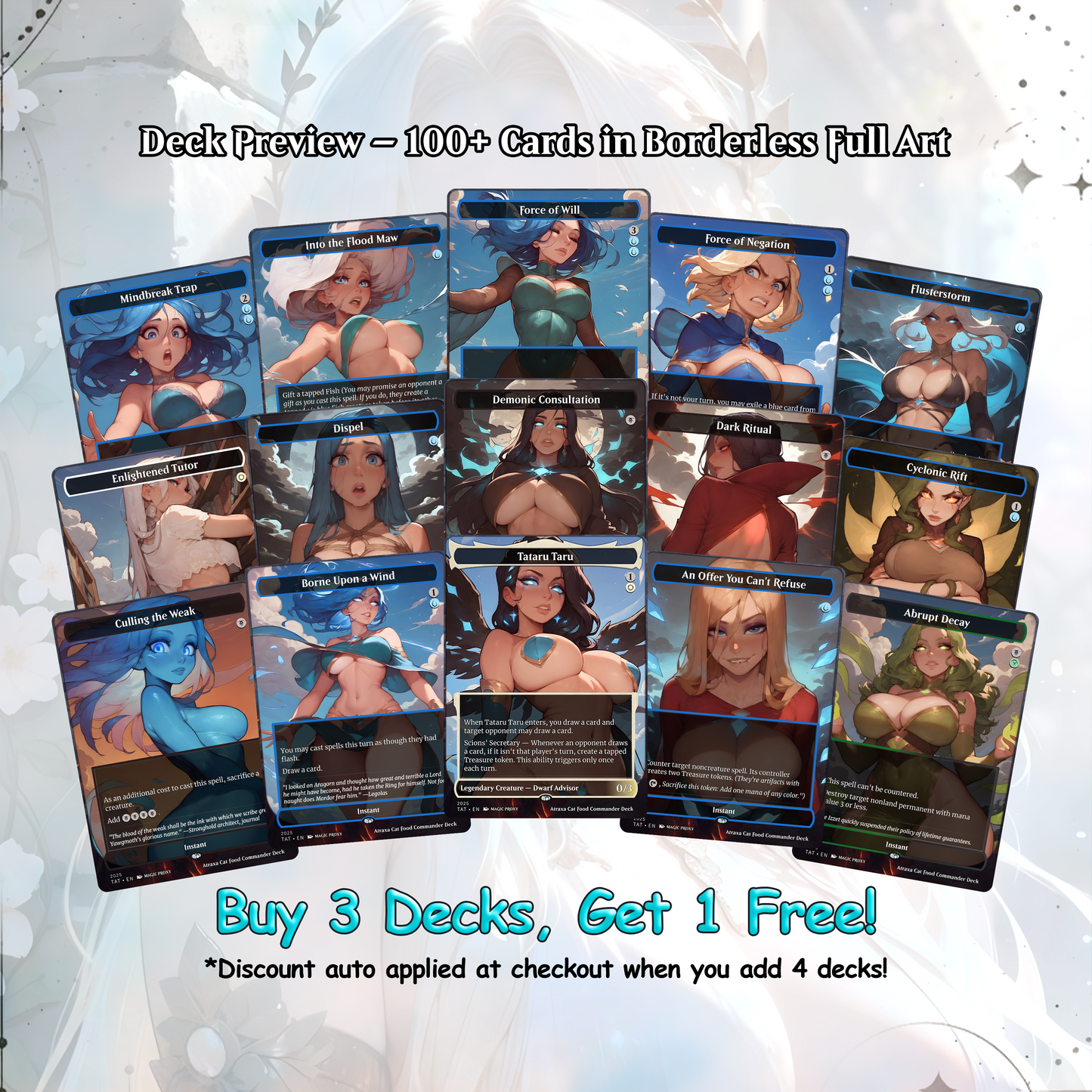 Atraxa Cat Food - Full TCG Proxy Commander EDH Deck - 108 cards - Tokens included - Waifu Anime Girls