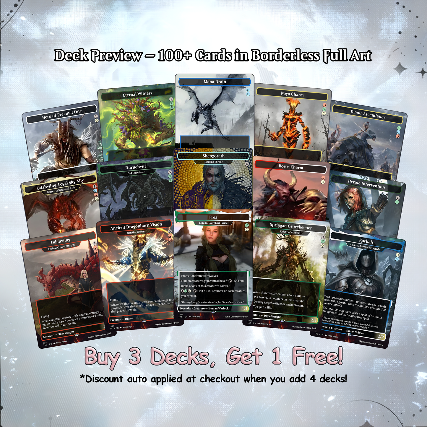 Skyrim Themed Commander Deck Proxies, 120+ Unique Cards, Quality Custom Card Proxy for Commander EDH