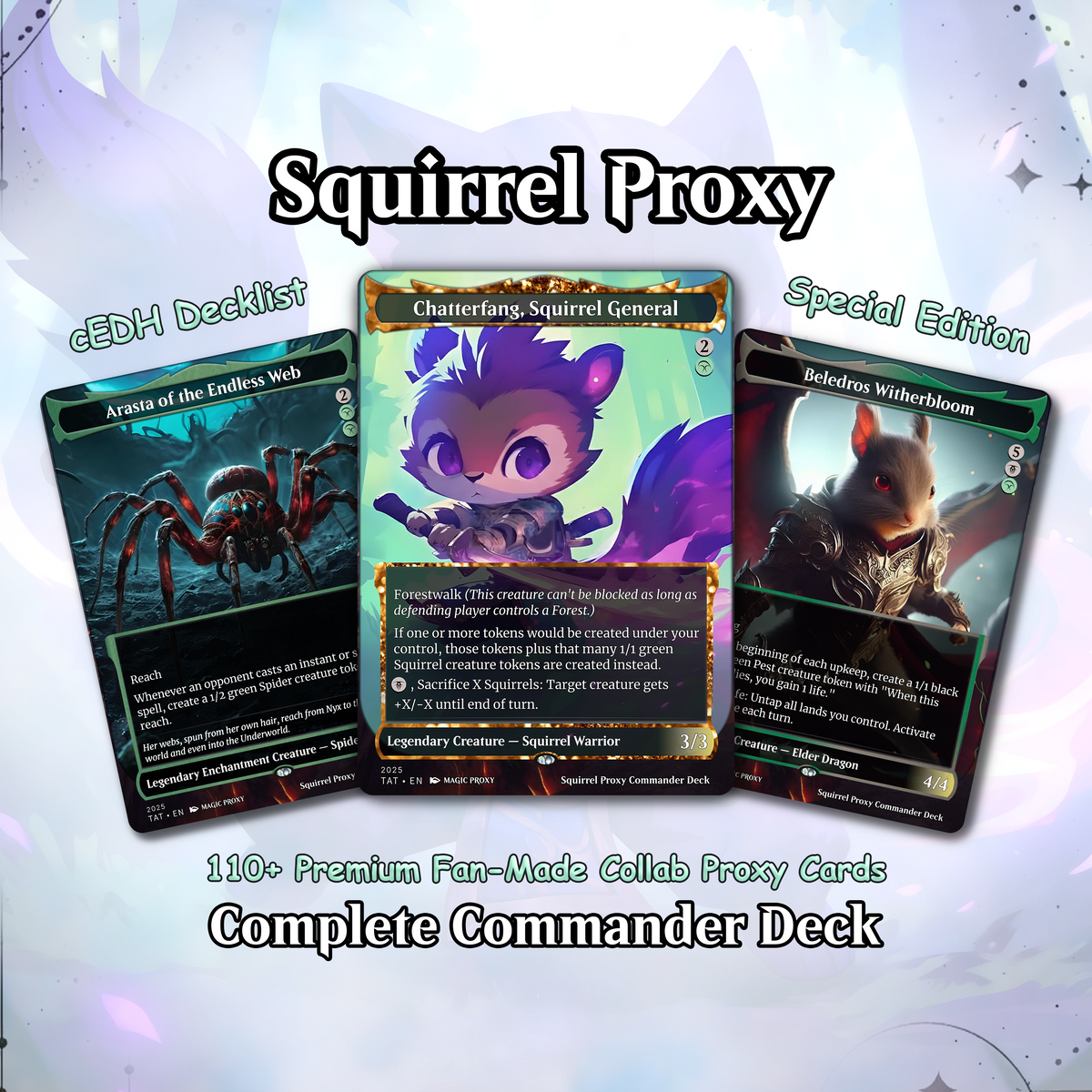 Squirrel Proxy Deck Chatterfang Combo 100 Cards + Sideboard + Tokens | Premium Quality Custom MTG Proxies for EDH Commander