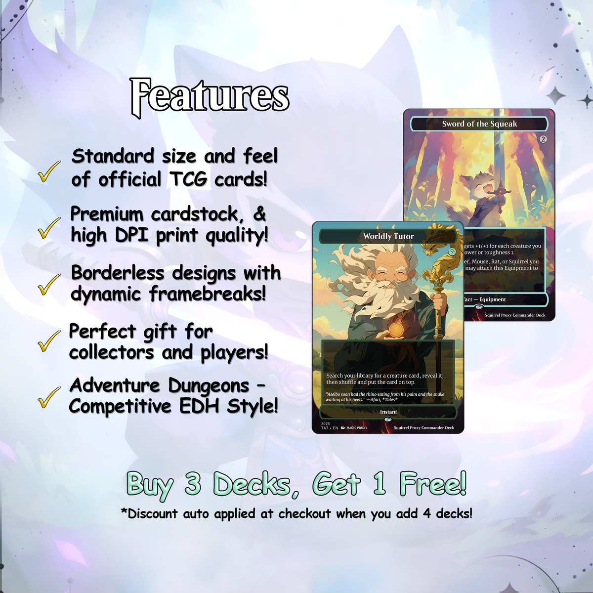 Squirrel Proxy Deck Chatterfang Combo 100 Cards + Sideboard + Tokens | Premium Quality Custom MTG Proxies for EDH Commander